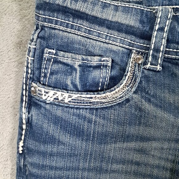 NEW NWT Daytrip Aquarius Flare Jean Women 32x37, Tag 30 XL Contrast Stitch Blue - Picture 7 of 16